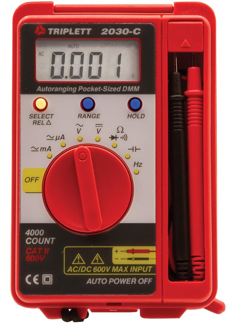 Triplett Triplett 2030 Pocket-Sized 4000 Count Digital Multimeter - AC/DC Voltage, AC/DC Current, Resistance, Frequency, Capacitance, Continuity, and Diode Check  - Image 2