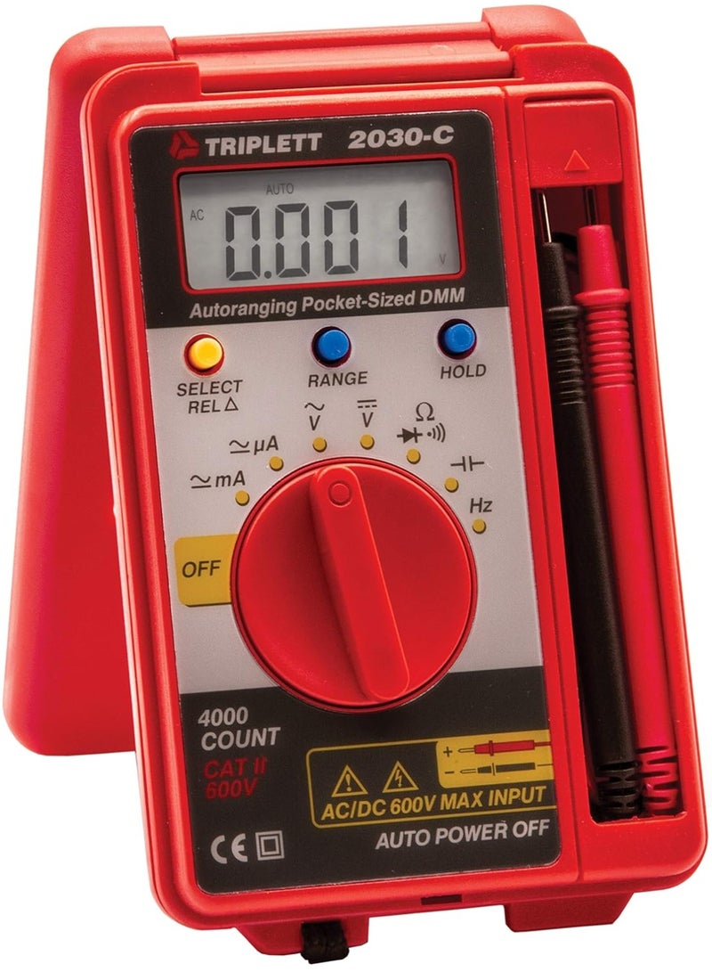 Triplett 2030 Pocket-Sized 4000 Count Digital Multimeter - AC/DC Voltage, AC/DC Current, Resistance, Frequency, Capacitance, Continuity, and Diode Check - Image 1