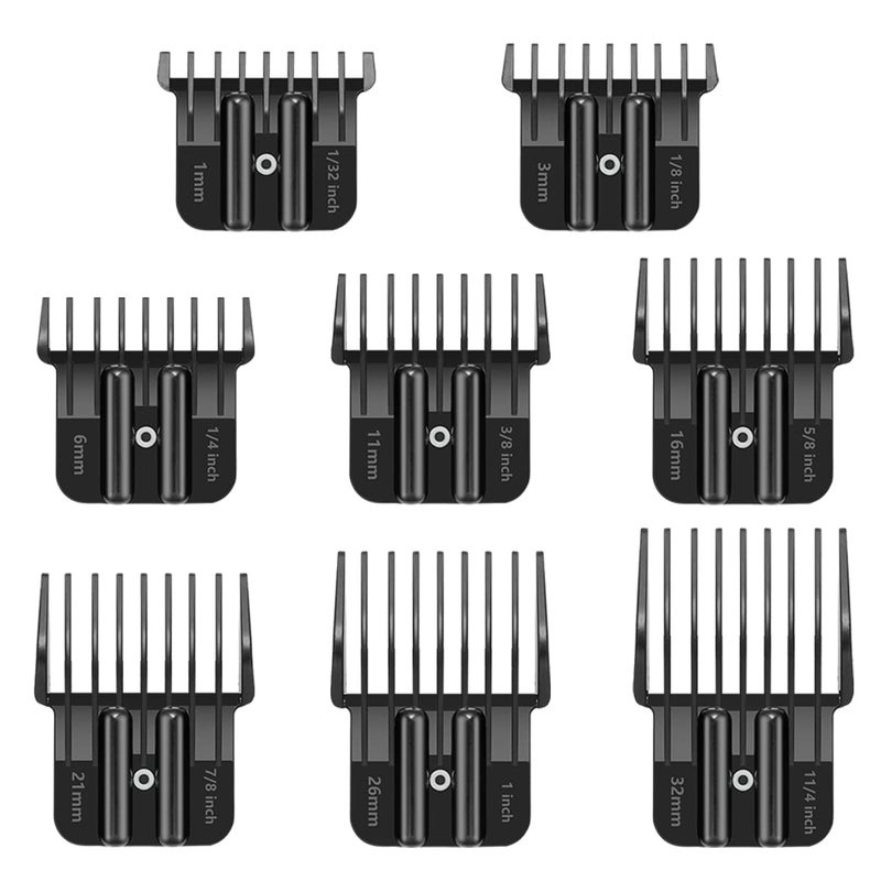 Amorka 8 Pack Premium Trimmer Guards Fit for BaBylissPRO Barberology FX787 & FX726 Trimmer, Replacement Guards with Metal Spring Clip - From 1/32-5/4 inch Snap on Blade Attachment Combs Set - Image 1