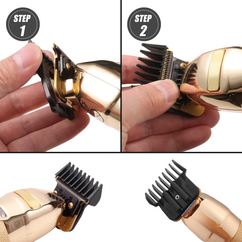 Amorka 8 Pack Premium Trimmer Guards Fit for BaBylissPRO Barberology FX787 & FX726 Trimmer, Replacement Guards with Metal Spring Clip - From 1/32-5/4 inch Snap on Blade Attachment Combs Set - Image 4