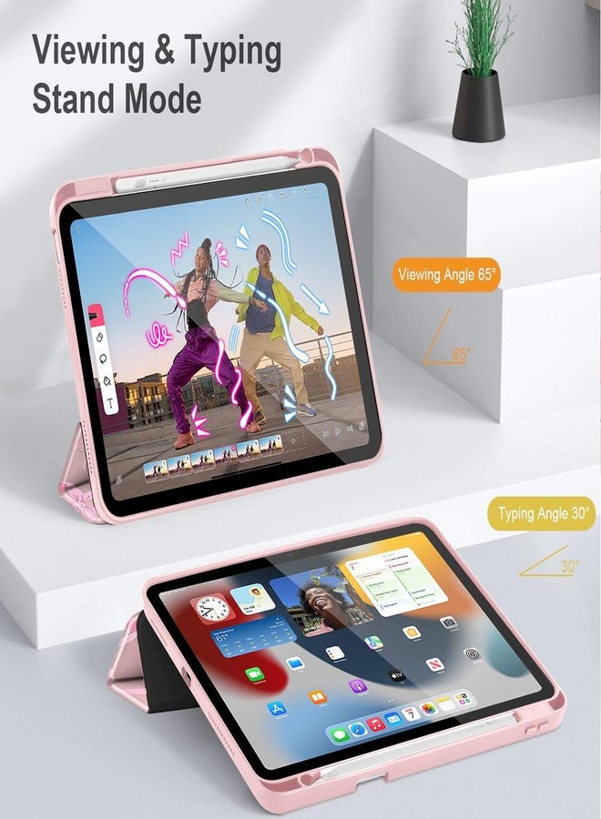 May Chen Case for iPad Air 11 (M3 2025 / M2 2024) 7th 6th, iPad Air 4 & 5 10.9 Inch 5th 4th (2022/2020) - Pencel Holder + Auto Sleep/Wake, Transparent Shockproof Back Cover, Bows Pink - Image 5