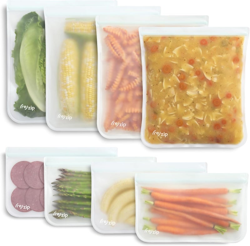 Rezip (re) zip 4 Gallon & 4 Half-Gallon Bags for Maximum Freshness | 8-Pack Food Storage Bag Kit | BPA-Free, Leakproof, Airtight, and Freezer-Safe PEVA | Ideal for Marinating and BBQ Prep - Image 1