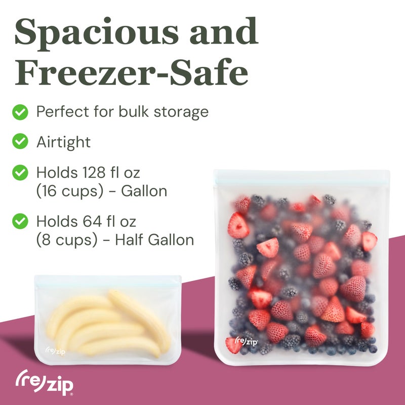 Rezip (re) zip 4 Gallon & 4 Half-Gallon Bags for Maximum Freshness | 8-Pack Food Storage Bag Kit | BPA-Free, Leakproof, Airtight, and Freezer-Safe PEVA | Ideal for Marinating and BBQ Prep - Image 2