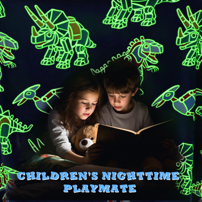 MIBOI Dinosaur Toys Gifts for Kids Boys - Dinosaur Toys for Kids 2 3 4 5 6 7 8 9 10 11 12 Year Old Boy Gifts Soft Dino Glow in The Dark Blanket for Teens Birthday Christmas 50""X 60"" - Image 3