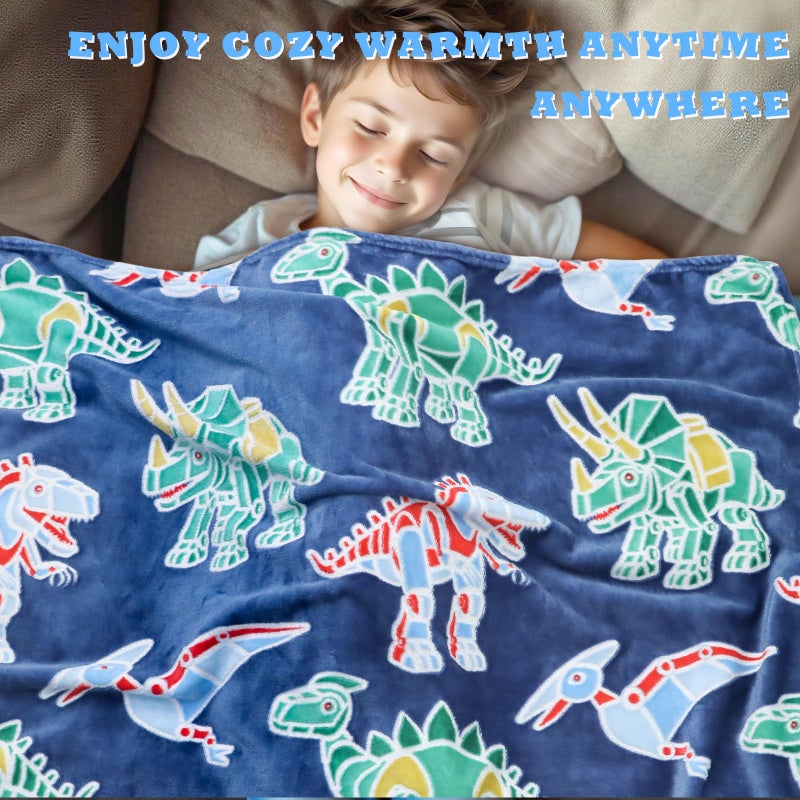 MIBOI Dinosaur Toys Gifts for Kids Boys - Dinosaur Toys for Kids 2 3 4 5 6 7 8 9 10 11 12 Year Old Boy Gifts Soft Dino Glow in The Dark Blanket for Teens Birthday Christmas 50""X 60"" - Image 4