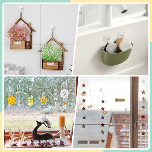 HangerSpace Suction Cup Hooks, Upgrade 2.5 Inches Clear PVC Suction Cups with Metal Hooks 7 LB Heavy Duty Removable Large Suction Cups for Kitchen Bathroom Shower Wall Window Glass Door 8 Pack - Image 2