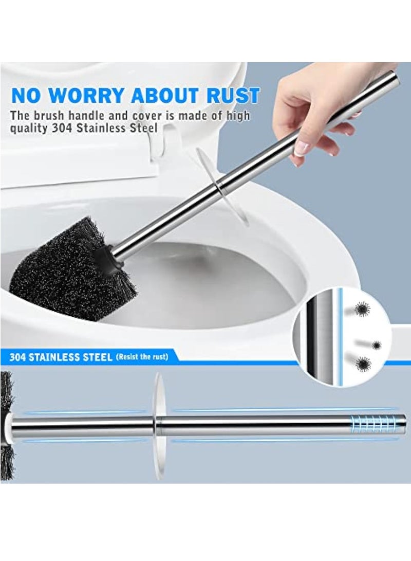 Arabest Toilet Brush and Holder, Toilet Bowl Brush with 304 Stainless Steel Long Handle, Hidden Toilet Brush with Durable Scrubbing Bristles for Bathroom Deep Cleaning (Black)  - Image 4