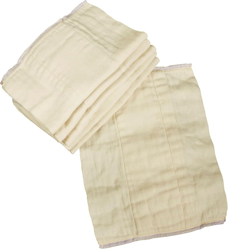 OsoCozy Unbleached Prefold Cloth Diapers 100% Cotton, Durable, Soft, Absorbent, Sustainable & Economical - dims, Fits size range. - (Size) - Image 1