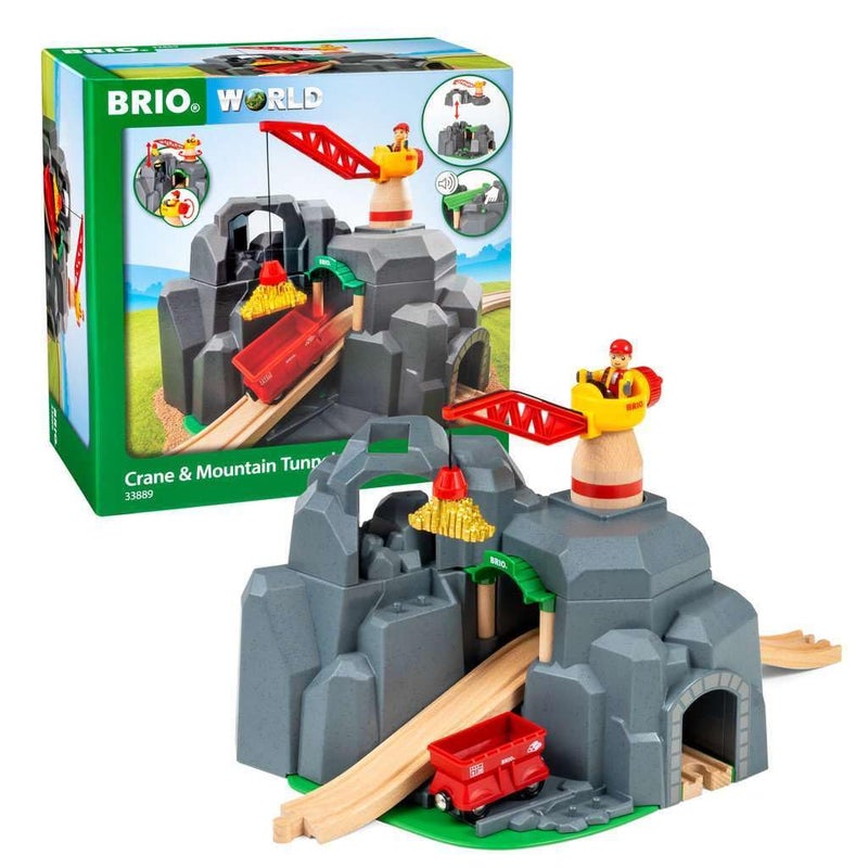 BRIO World  33889 Crane  Mountain Tunnel  7 Piece Toy Train Accessory for Kids  Interactive Play  FSC Certified Wood  Perfect for Ages 3 and Up - Image 2