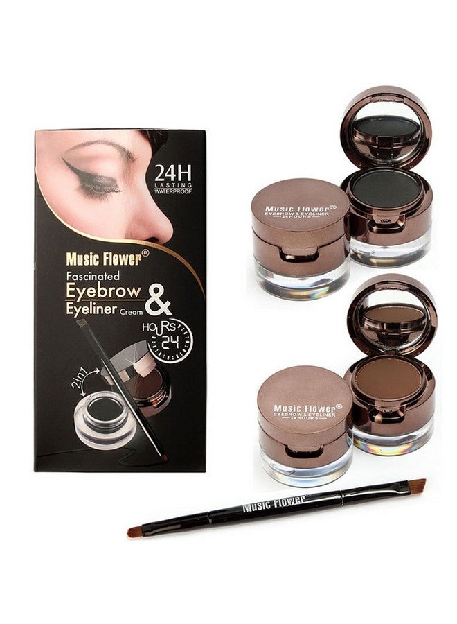 يوكانبي مجموعة مكياج بودرة الحواجب وجل تحديد العيون باللونين الأسود والبني من UCANBE، 4 في 1، مقاومة للماء وطويلة الأمد، مع فرشاة مزدوجة الأطراف - Image 2