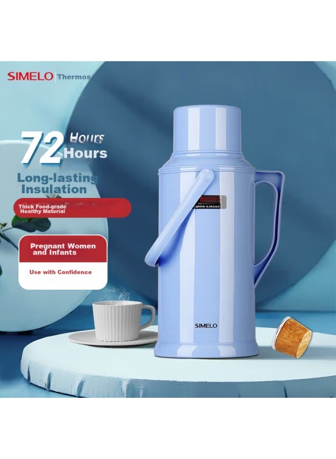 Simelo Insulated Bottle, Large Capacity, Glass Inner Liner, Hot Water Thermos, Insulated Water Bottle, Dorm Water Jug With Wooden Stopper, 3.2 Liters, Blue - Image 5