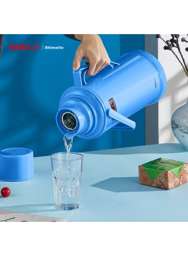Simelo Insulated Bottle, Large Capacity, Glass Inner Liner, Hot Water Thermos, Insulated Water Bottle, Dorm Water Jug With Wooden Stopper, 3.2 Liters, Blue - Image 3