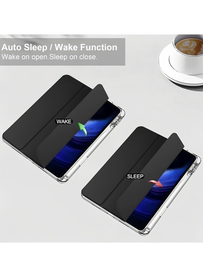 VKL Compatible with Honor Pad 10 Tablet 12.1 inch 2025 Case, TPU Slim Cover with Pencil Holder, Auto Wake/Sleep Smart Transparent Hard Back Stand Case (Black) - Image 3