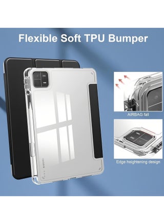 Compatible with Honor Pad 10 Tablet 12.1 inch 2025 Case, TPU Slim Cover with Pencil Holder, Auto Wake/Sleep Smart Transparent Hard Back Stand Case (Black) - view 4