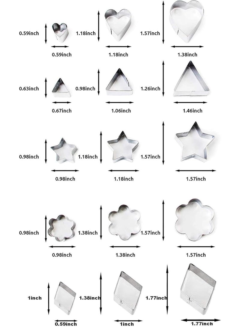 Mini Cookie Cutter Set - 30 Small Molds to Cut Out Polymer Clay, Pastry Dough, Pie Crust & Fruit - Metal Stamps Star Flower Hexagon Round Heart Square Triangle Oval Raindrop Geometric Shapes Cutter - Image 4