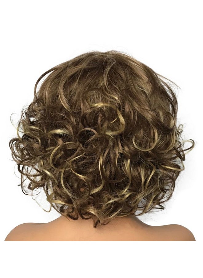 Wiginway Wiginway Women Wigs Short Curly Brown Hair Wig Bangs Natural Full Synthetic Wig 6 Inches  - Image 3