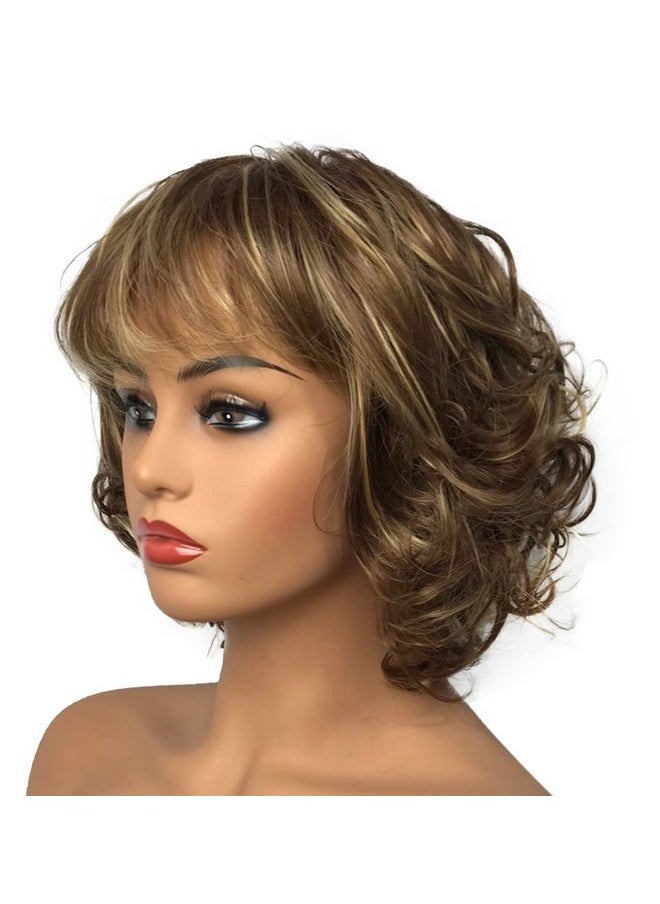 Wiginway Wiginway Women Wigs Short Curly Brown Hair Wig Bangs Natural Full Synthetic Wig 6 Inches  - Image 2