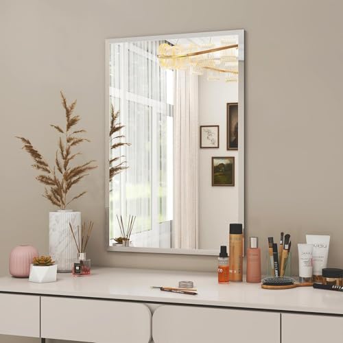 Plantex Frameless Rectangle Mirror for Wall/Mirror with Beveled Smooth Edges for Bathroom/Dressing Room/Living Room/Bedroom/Entryway - (18x12 Inch) - Image 2