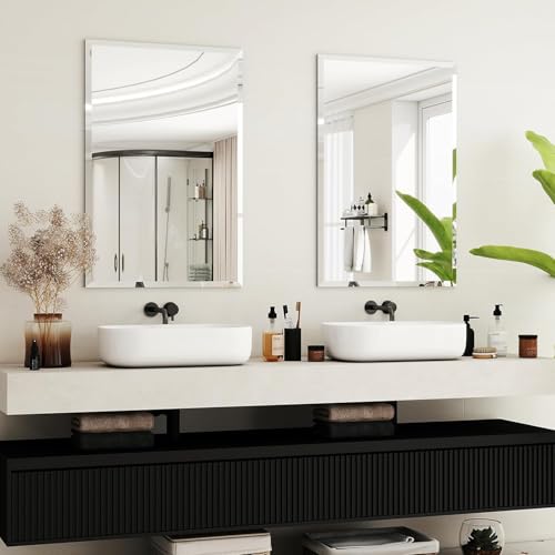 Plantex Frameless Rectangle Mirror for Wall/Mirror with Beveled Smooth Edges for Bathroom/Dressing Room/Living Room/Bedroom/Entryway - (18x12 Inch) - Image 3