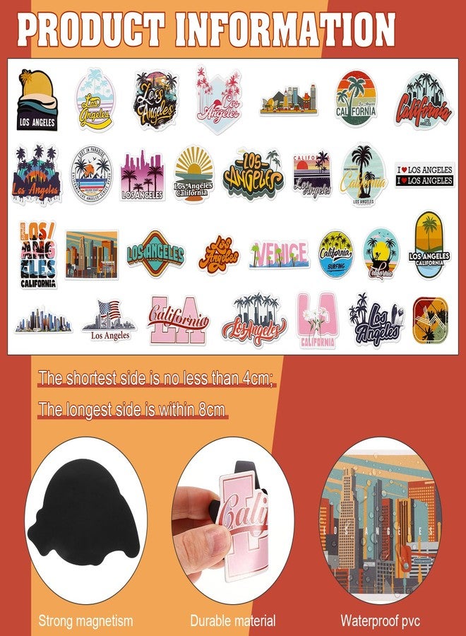 Konohan 30 Pcs Los Angeles Souvenirs Gifts Los Angeles Magnet for Refrigerator City Magnetic Fridge Stickers for Home Decoration - Image 2