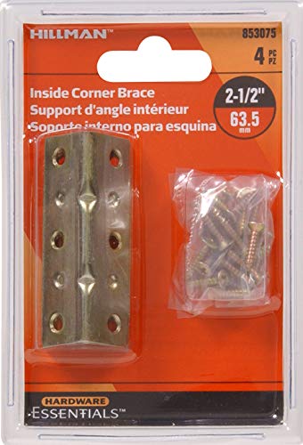 HARDWARE ESSENTIALS Hillman Hardware Essentials 853075 Zinc and Yellow Dichromate Inside Corner Brace 2-1/2" x 3/4" 4-Pack - Image 2