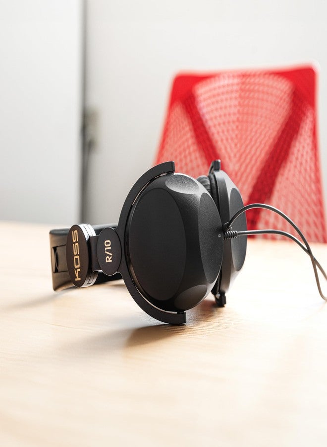 كوس سماعات رأس Koss R-10 فوق الأذن، خفيفة الوزن، سلك بطول 8 أقدام، تصميم كلاسيكي، أسود - Image 2