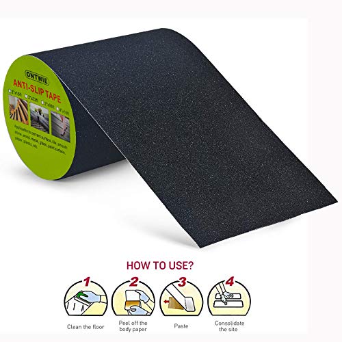 ONTWIE ONTWIE Non-slip Adhesive Tape, Anti Slip Tape Black High Traction Safety Track Tape for Stairs, Safety, Tread Step, Indoor, Outdoor 15cm x 10m  - Image 2