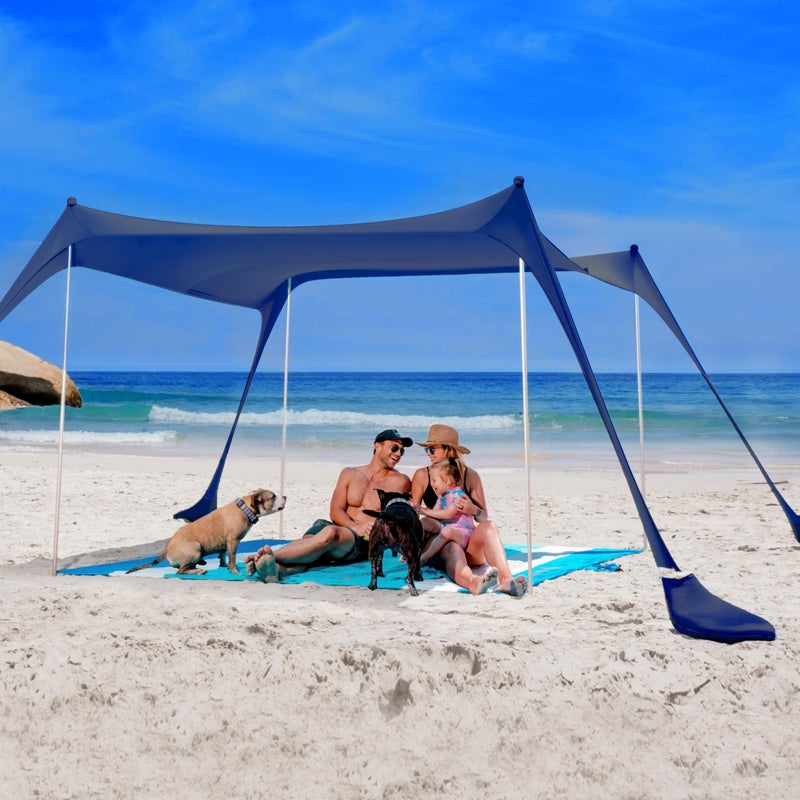 SUN NINJA Beach Tent Sun Shelter UPF50+ - Easy Pop Up Beach Canopy - Outdoor Shade for Camping Trips, Fishing, Backyard Fun Picnics - Sand Shovel, Ground Pegs & Stability Poles - Image 2