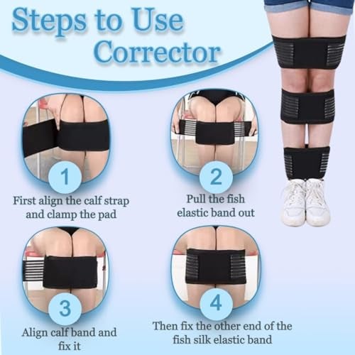 NUCARTURE Adjustable Bow Leg Correction Belt for Men Women Knock Knee Corrector O/X Type Legs Belt for bowed Leg Straightener Brace Knee Genu Valgum o/x Support belt Day & Night (Large,Black) - Image 4