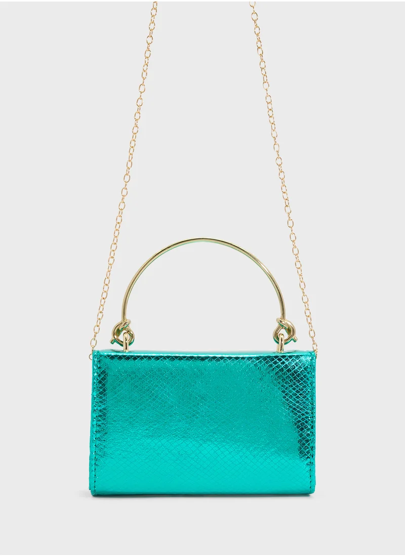 Ella Limited Edition Metal Handle Snake Print Satchel Bag