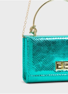 Ella Limited Edition Metal Handle Snake Print Satchel Bag  - Image 4