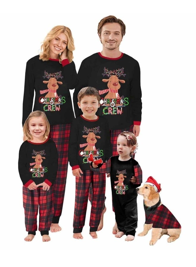 CCOVERY Matching Family Pajamas Sets Holiday Long Sleeve Festival Pajamas Round Neck Print Xmas Pjs Matching Set Casual Soft Home Sleepwear Loungewear - Image 1