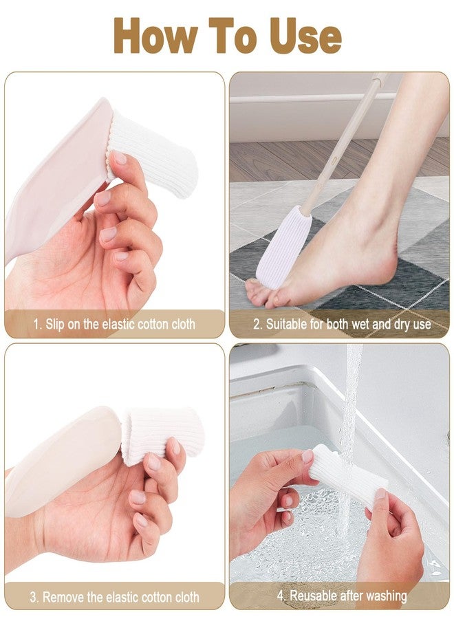 Auibor Toe Cleaning Brush, Foot Brush in Shower with 6Pcs Soft Drying Covers, Long Handle Toe Lotion Applicatorn for Seniors, Elderly, Disabled Men and Women (16"-28" Long) - Image 4