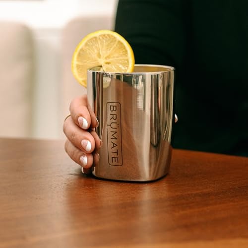 BrÃ¼Mate BrüMate Rocks 100% Leak-Proof 12oz Insulated Lowball Cocktail & Whiskey Tumbler - Double Wall Vacuum Stainless Steel - Camping, Travel Tumbler & Cocktail Glass (Dune) - Image 3