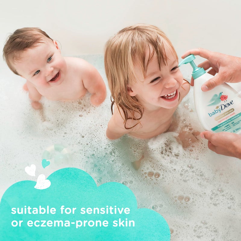 Baby Dove Sensitive Skin Care Baby Wash Fragrance Free Moisture For Baby Bath Time Fragrance Free and Hypoallergenic, Washes Away Bacteria 34 oz (Pack of 1) - Image 4