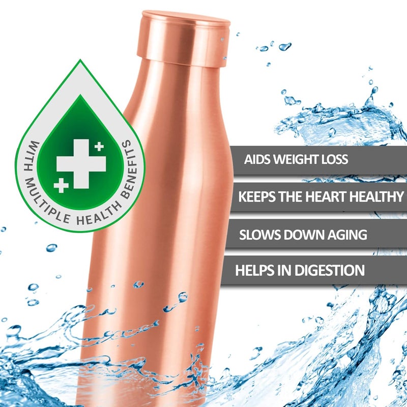 Milton MILTON Copper Charge 750 Bottle, 770ml, Lacquer Coating, Curved bottle,100% Pure Copper, BPA Free, Leak Proof, Office Bottle, Boosts Immunity, Supports Digestive & Liver Health, Ayurveda Inspired  - Image 3