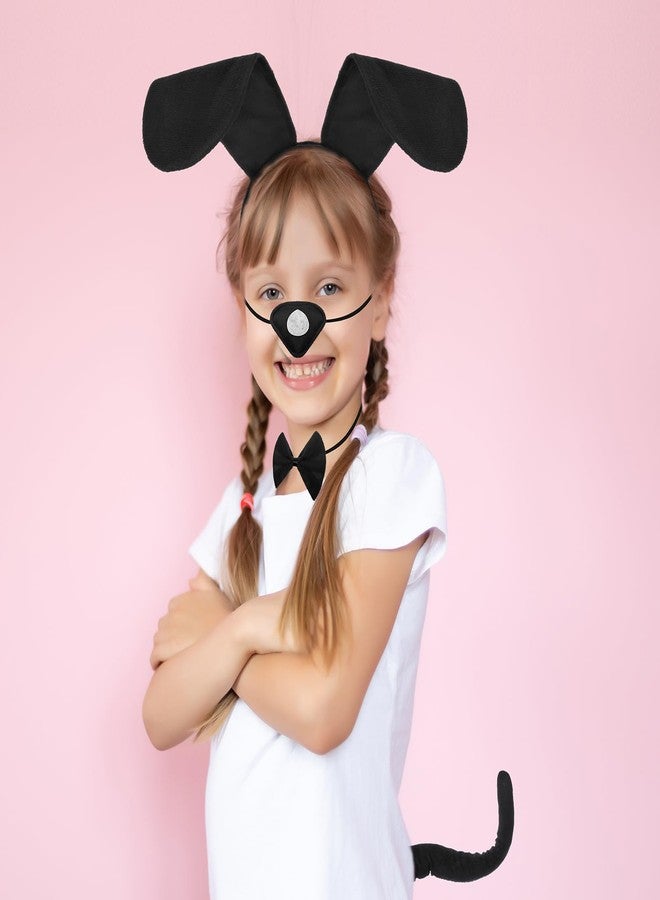 Syhood Puppy Dog Costume Set Ears Headband Bowtie Nose Tail Paw Gloves Accessories for Carnival(Black,Classic) - Image 4