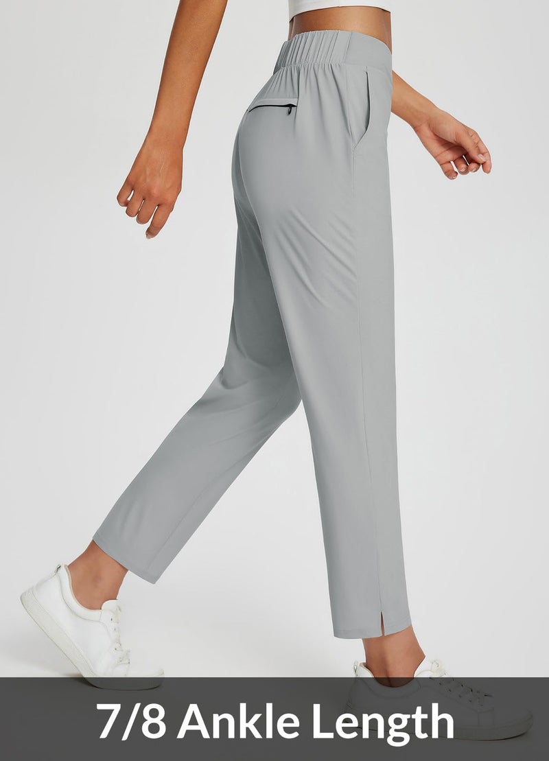 baleaf Womens Work Pants Lightweight Dress Pants Stretch with Pockets Petite Travel Ankle Business Casual Light Grey L - Image 5