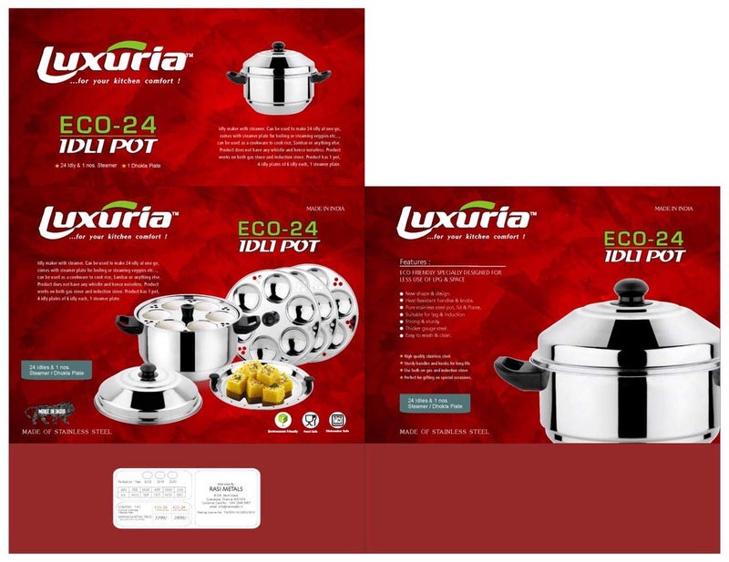 Luxuria Eco 24 Standard Idli Maker- Stainless Steel - Image 2