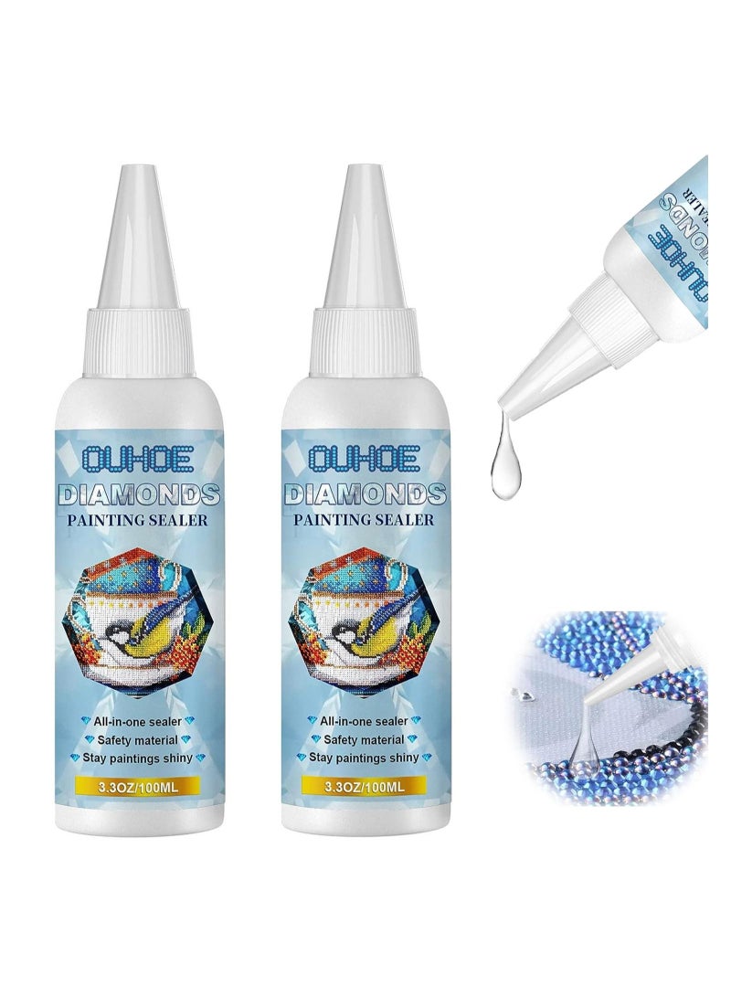 Captaintech Diamond Painting Sealer, 100ML/3.3OZ Diamond Painting Glue for Shine Effect & The Diamond Hold Prevent Falling Off, Diamond Painting Accessories and Tools (2 PCS 100ML/3.3OZ) - Image 1