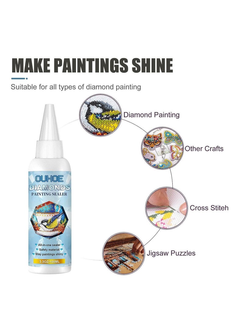 Captaintech Diamond Painting Sealer, 100ML/3.3OZ Diamond Painting Glue for Shine Effect & The Diamond Hold Prevent Falling Off, Diamond Painting Accessories and Tools (2 PCS 100ML/3.3OZ) - Image 5