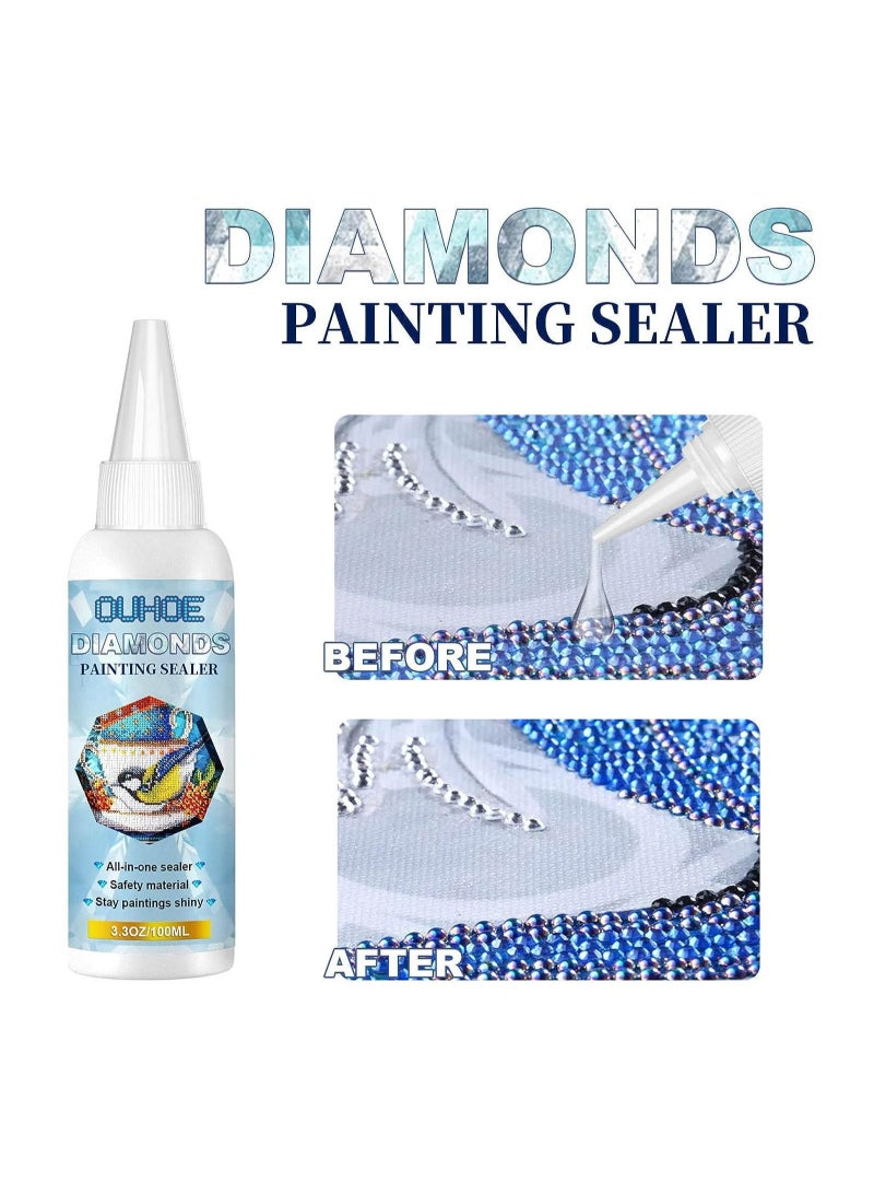 Captaintech Diamond Painting Sealer, 100ML/3.3OZ Diamond Painting Glue for Shine Effect & The Diamond Hold Prevent Falling Off, Diamond Painting Accessories and Tools (2 PCS 100ML/3.3OZ) - Image 2