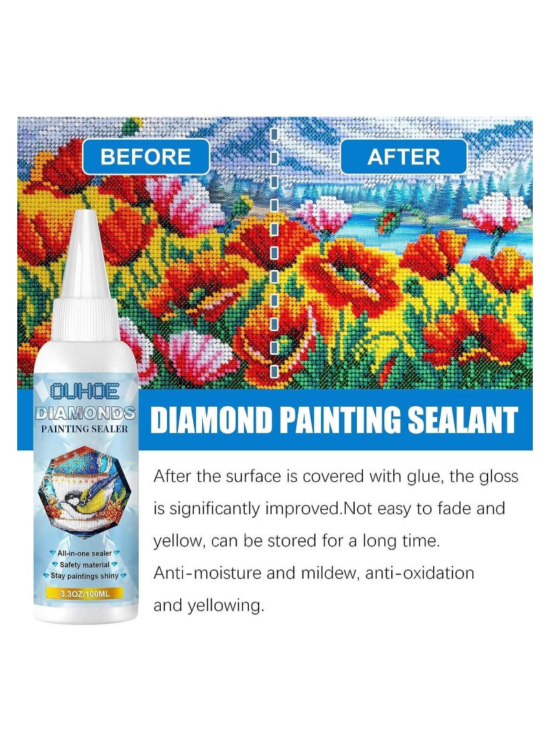 Captaintech Diamond Painting Sealer, 100ML/3.3OZ Diamond Painting Glue for Shine Effect & The Diamond Hold Prevent Falling Off, Diamond Painting Accessories and Tools (2 PCS 100ML/3.3OZ) - Image 3