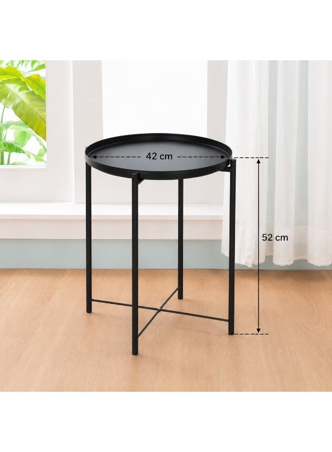 NZONE STORE Modern Round Side Table – Multi-Purpose Coffee Table for Living Room, Bedroom & Lounge Spaces – Durable Metal Accent Table with Spacious Round Top – 42 cm Diameter × 52 cm Height - Image 5