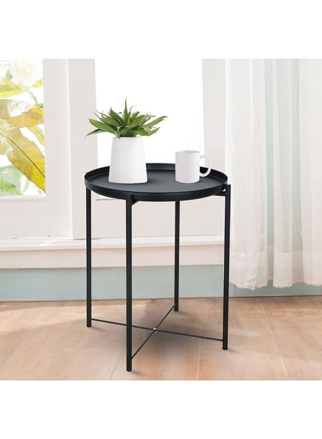 NZONE STORE Modern Round Side Table – Multi-Purpose Coffee Table for Living Room, Bedroom & Lounge Spaces – Durable Metal Accent Table with Spacious Round Top – 42 cm Diameter × 52 cm Height - Image 3