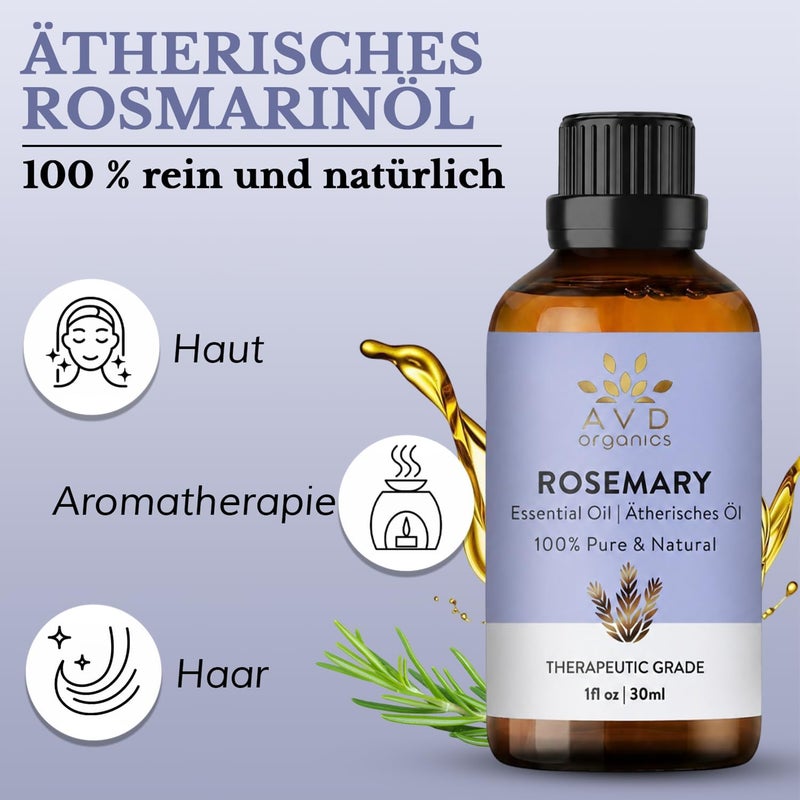 Rosemary Essential Oil 30ml - 100% Pure and Natural Rosemary Oil for Hair & Skin | Refreshing Aromatherapy Oil for Diffuser - 1 fl oz - Image 3