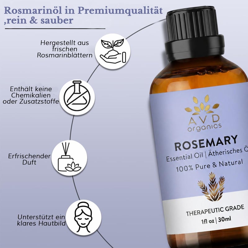 Rosemary Essential Oil 30ml - 100% Pure and Natural Rosemary Oil for Hair & Skin | Refreshing Aromatherapy Oil for Diffuser - 1 fl oz - Image 5