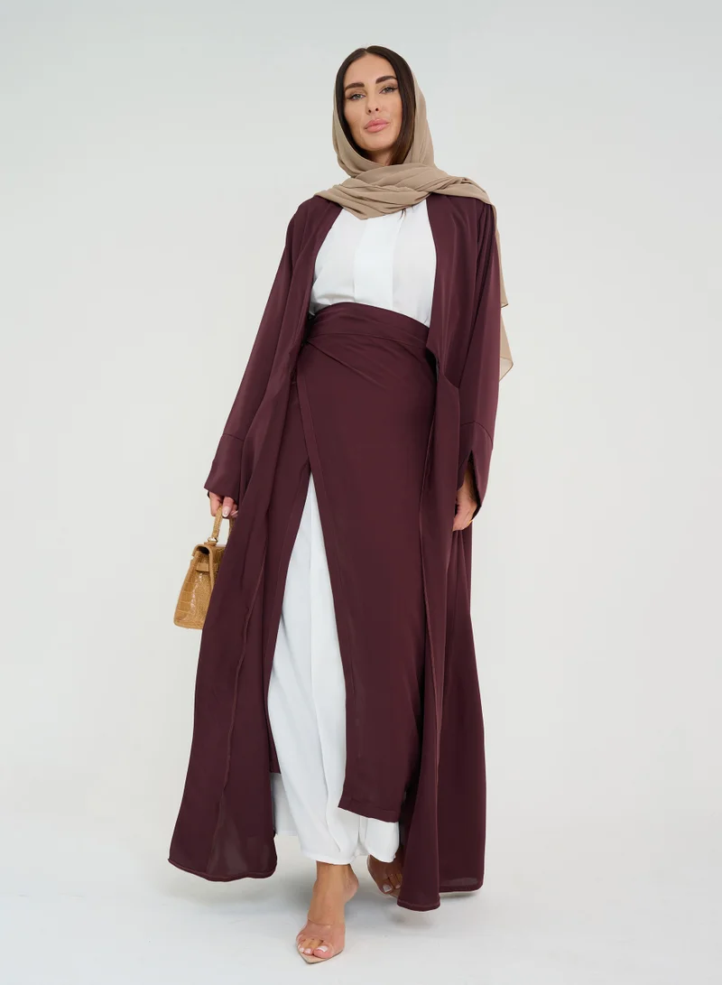 Rosette Abaya Abaya brown color  set with wide sleeve