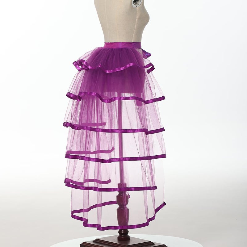 GRACEART Steampunk Sparkle Sequin Tulle Tutu Bustle Skirts 6 Layer Overskirt Tie-on Belt - Image 4