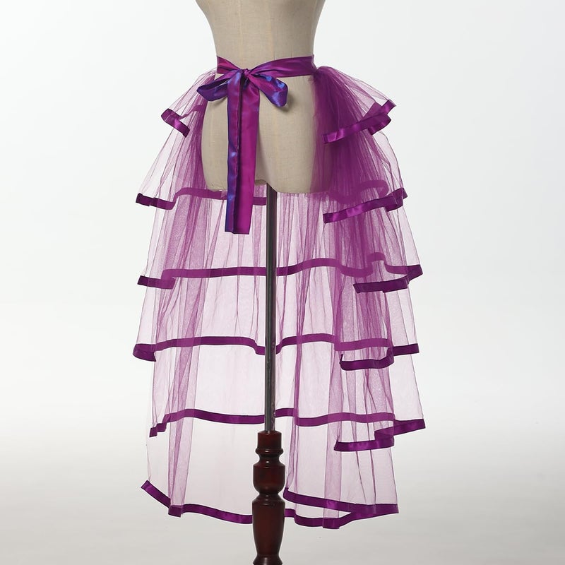GRACEART Steampunk Sparkle Sequin Tulle Tutu Bustle Skirts 6 Layer Overskirt Tie-on Belt - Image 2